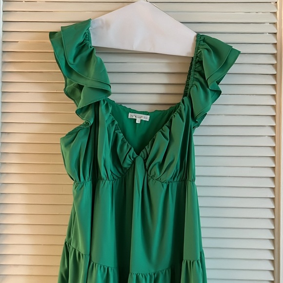 Green Free The Roses multitiered Flowy Dress Size L - Picture 2 of 7